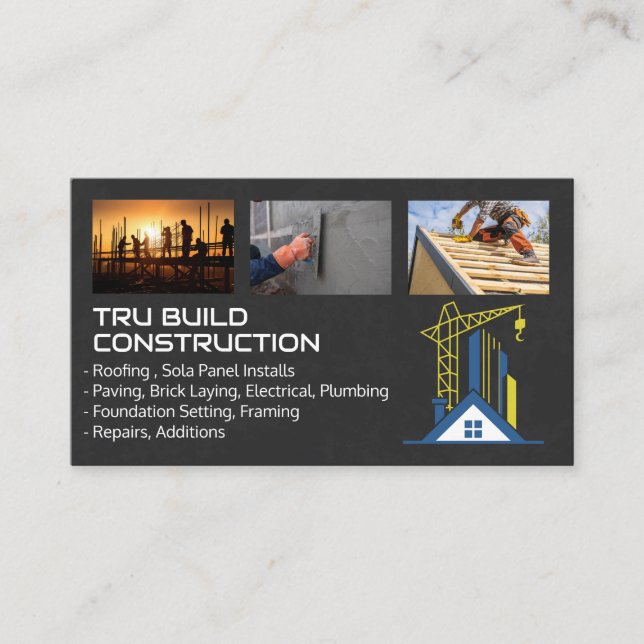 Carte De Visite Site de construction | Toit | Paver | Masonnerie (Devant)