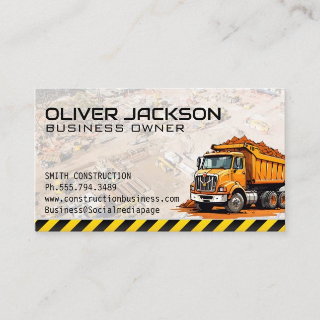Carte De Visite Site de construction | Véhicule de vidange (Devant)