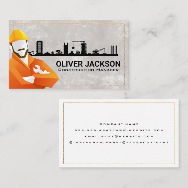 Carte De Visite Site de construction | Wrench de retenue de travai (Devant / Derrière)