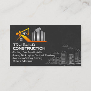 Carte De Visite Site de la grue de construction   Résidentiel comm