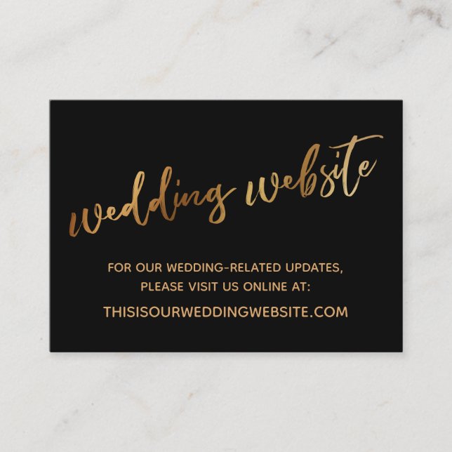 Carte De Visite Site Internet Gold & Black Mariage et Enregistrer  (Devant)