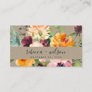 CARTE DE VISITE SITE MARIAGE DE KRAFT YELLOW ORANGE FLORA BUNCH