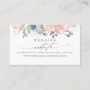 Carte De Visite Site mariage Dusty Blue et Peach Foliage