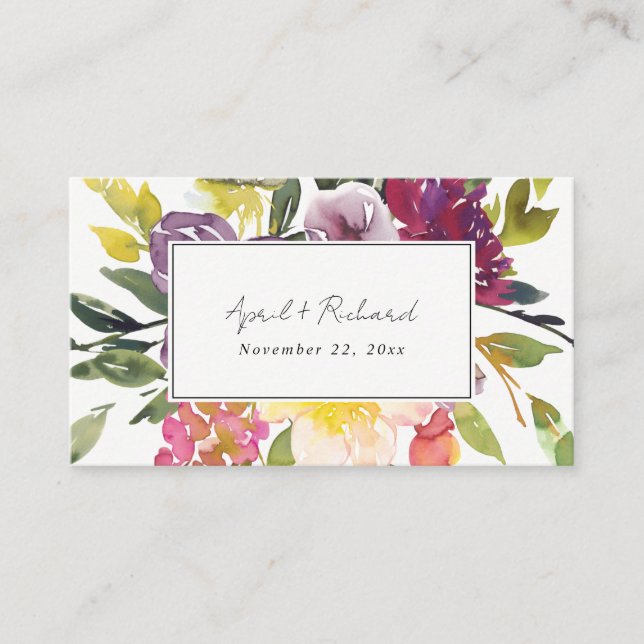 CARTE DE VISITE SITE MARIAGE FLORAL BLANC JAUNE BURGUNDY BURGUNDY (Devant)