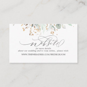 Carte De Visite Site mariage Gold Feuille Green