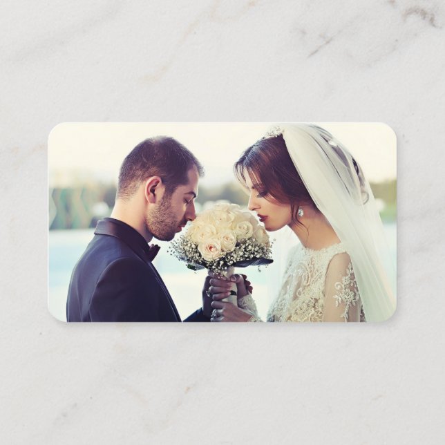 Carte De Visite Site Mariage moderne QR RSVP Photo Enclume Bus (Dos)
