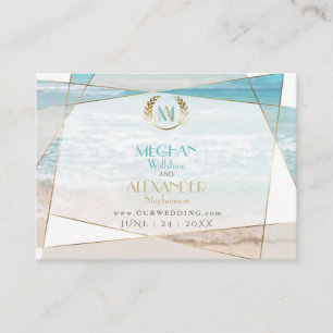 Carte De Visite Site mariage   Monogramme moderne Plage géométriqu