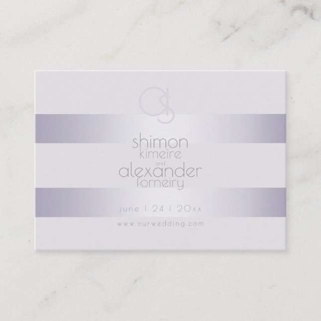 Carte De Visite Site mariage | Monogramme Violet Frappe Shimmer (Devant)