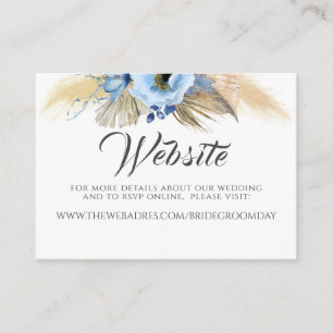 Carte De Visite Site mariage Pampas Grass Dusty Blue Floral
