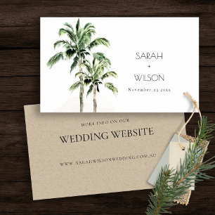 Carte De Visite Site Mariage rustique Tropical Beach Palm Trees