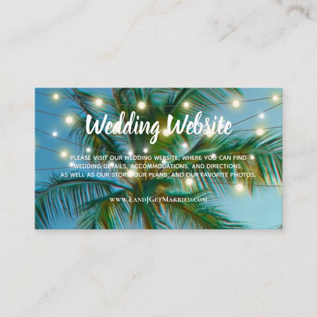 Carte De Visite Site mariage Tropical Beach String Lights Ombre (Devant)