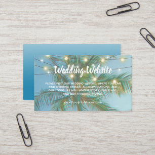 Carte De Visite Site mariage Tropical Beach String Lights Ombre