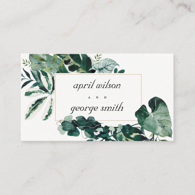 Carte De Visite Site Mariage Tropical Monstera Green Foliage (Devant)