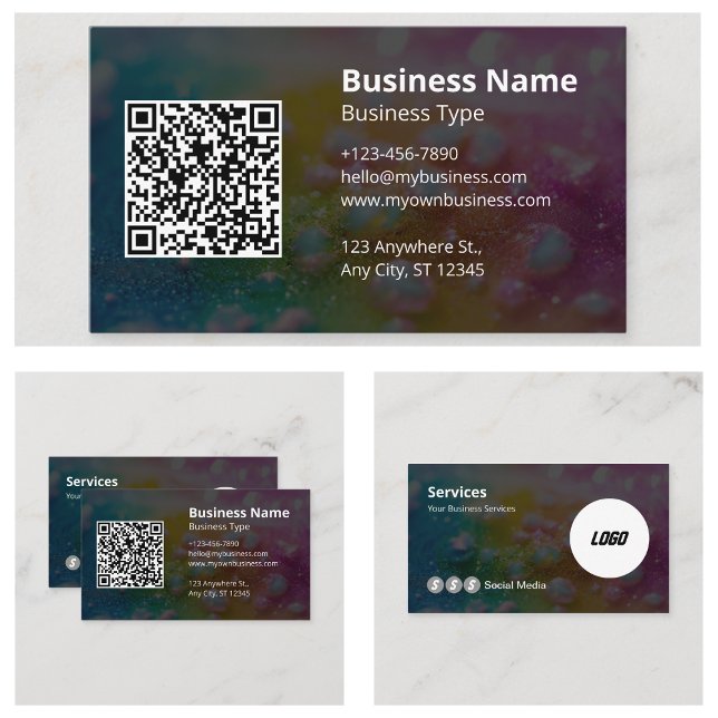 Carte De Visite Site Web de Code QR Professionnel Moderne pour les (Modern Professional QR Code Website Social Media Business Cards)