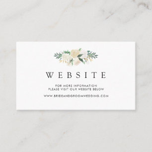 Carte De Visite Site Web de l'aquarelle   de rose blanc