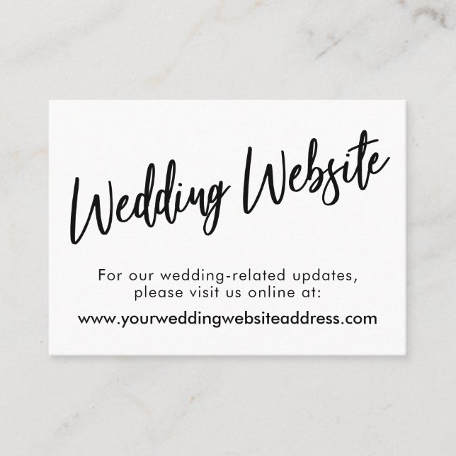 Carte De Visite Site Web du Mariage de script moderne, Enregistrer (Devant)