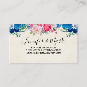 Carte De Visite Site Web du Mariage frontalier rose et bleu Prety