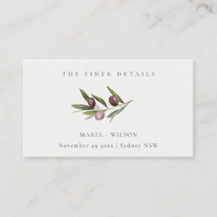 Carte De Visite Site Web du Mariage Rustic Minimal Olive Branch Fa