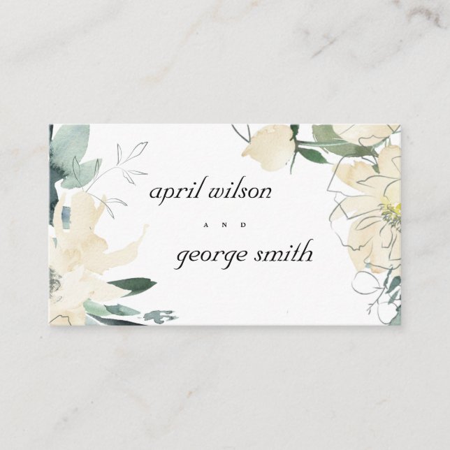 CARTE DE VISITE SITE WEB MARIAGE FLORAL VERT ÉLÉGANT ET PROPRE (Devant)