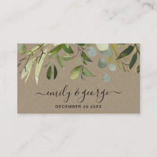 CARTE DE VISITE SITE WEB MARIAGE KRAFT GREEN FOLIAGE WATERCOLOR