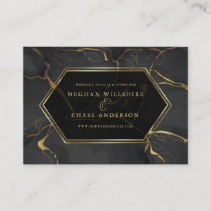 Carte De Visite SITE WEB MARIAGE   Marbre noir et or élégant