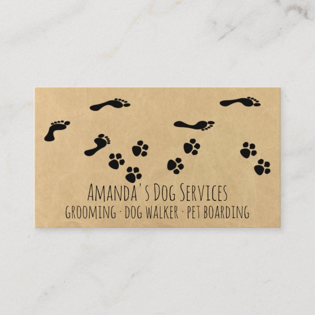 Carte De Visite Sitter Chien Rustique Services pour animaux de com (Devant)