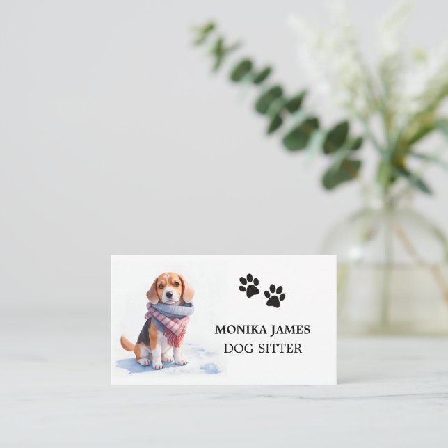 Carte De Visite Sitter de chien mignon (Debout devant)