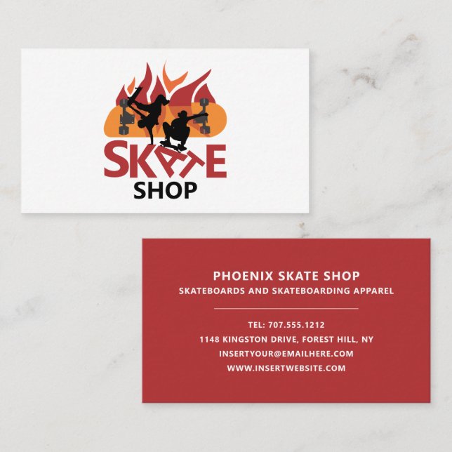 Carte De Visite Skate Shop, Skateboard (Devant / Derrière)