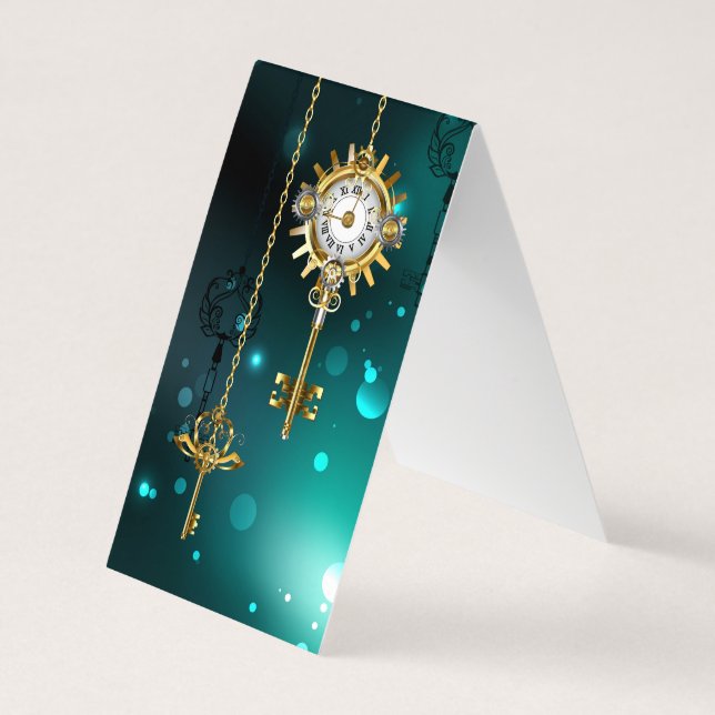 Carte De Visite Skeleton Keys on Green Background (Dos)