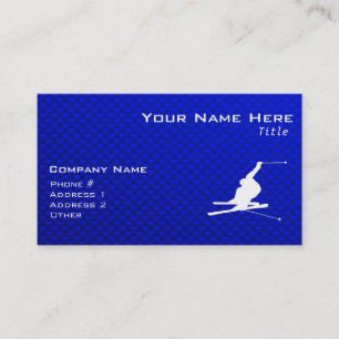 Carte De Visite Ski bleu de neige