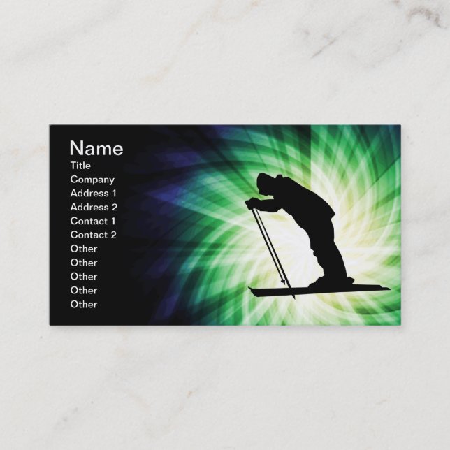 Carte De Visite Ski de neige de fond cool (Devant)