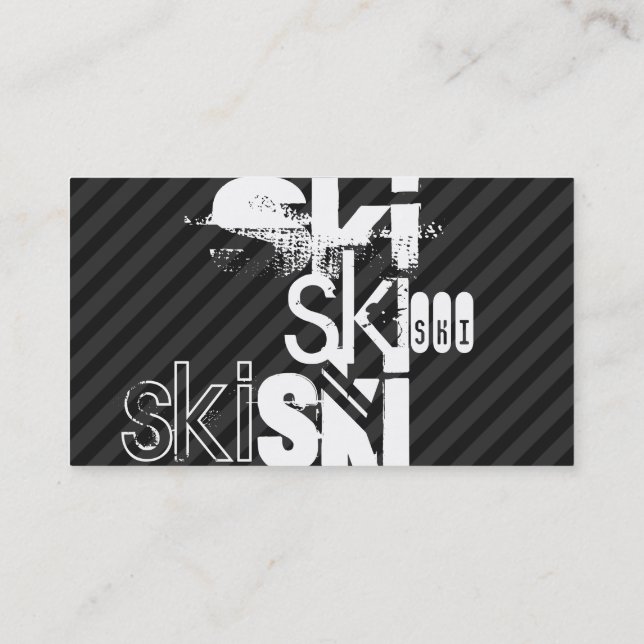Carte De Visite Ski ; Gris Noir & Sombre (Dos)