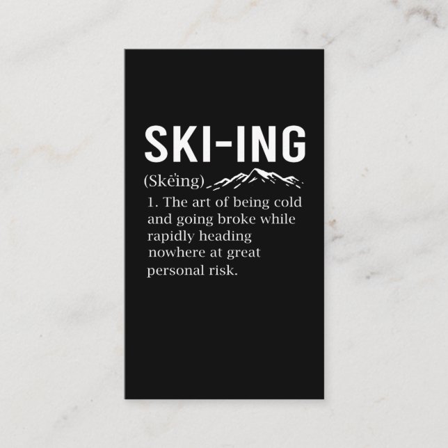 Carte De Visite Ski Humour Ski amusant Sport d'hiver Plaisanterie (Devant)