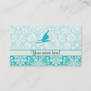 Carte De Visite Ski turquoise de neige