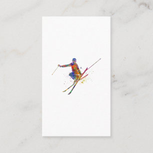 Carte De Visite Skier féminin en aquarelle