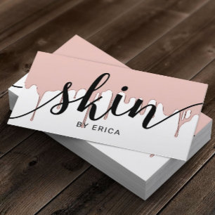 Carte De Visite Skincare Salon Spa Esthetician Rose Gold Drips