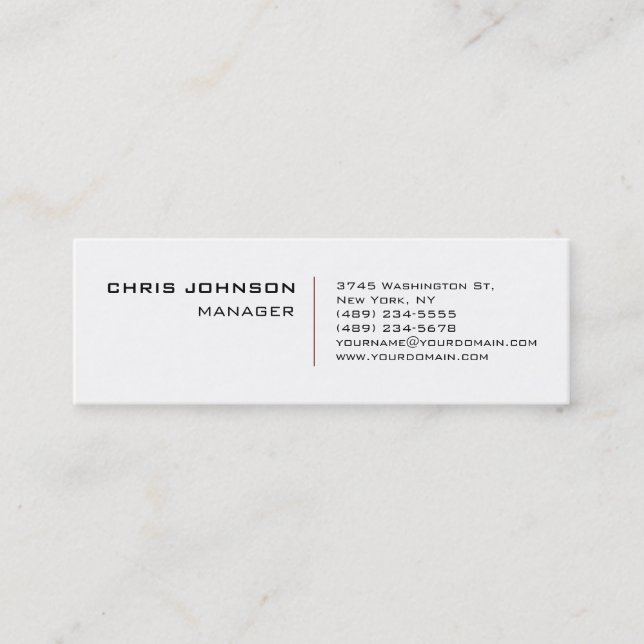 Carte de visite Skinny tendance Red Manager blanc (Devant)