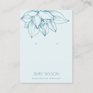 CARTE DE VISITE SKY AQUA TURQUOISE BLEU LOTUS SIMPLE EARRING AFFIC