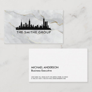 Carte De Visite Skyline Ville Immobilier   Marbre