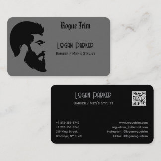 Carte De Visite Sleek Black Barber Men's Stylist Minimalist
