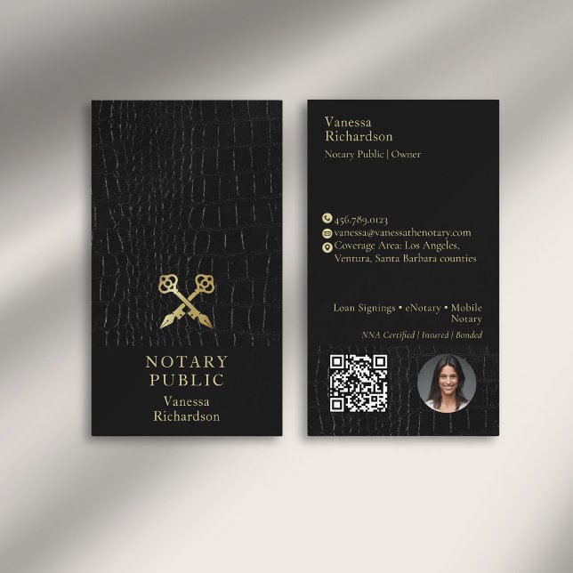 Carte De Visite Sleek Black Crocodile Noir Noir Noir Icône Notaire (Créateur téléchargé)