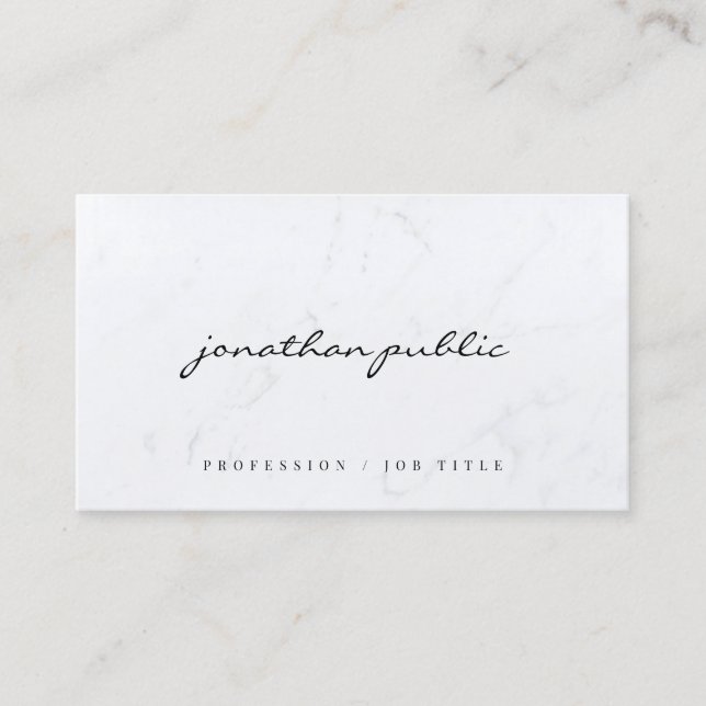 Carte De Visite Sleek Marble Template Calligraphy Script Luxury (Devant)