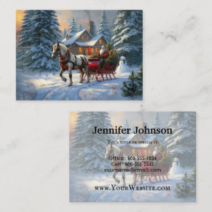 Carte De Visite Sleigh Père Noël à cheval de Noël