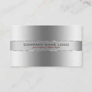 Carte De Visite Slick Moderne Silver Gris Stainless Steel Look