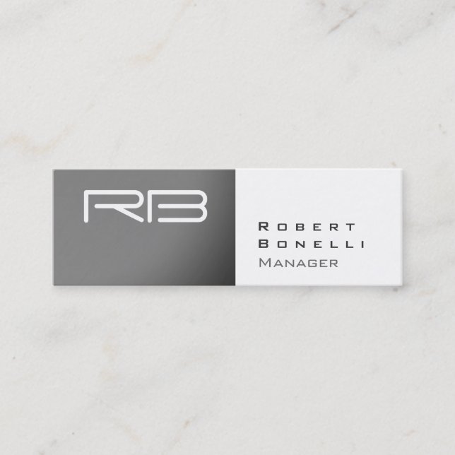 Carte de visite Slim Grey White Monogram Manager (Devant)