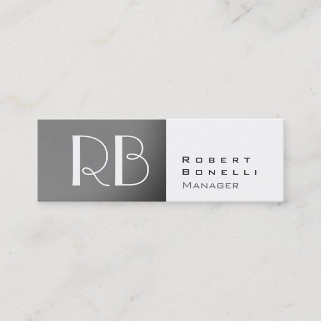 Carte de visite Slim Grey White Monogram Manager (Devant)