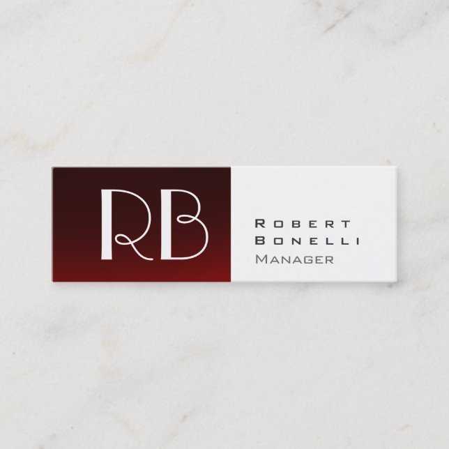 Carte de visite Slim Red White Monogram Manager (Devant)