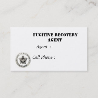 Carte De Visite sm.badge, agent fugitif de récupération, agent :