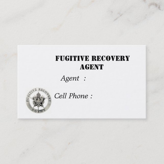 Carte De Visite sm.badge, agent fugitif de récupération, agent : (Devant)