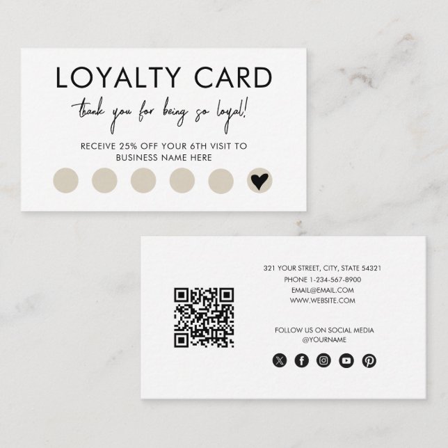 Carte De Visite Small Business QR Code Loyalty Reward Discount (Devant / Derrière)